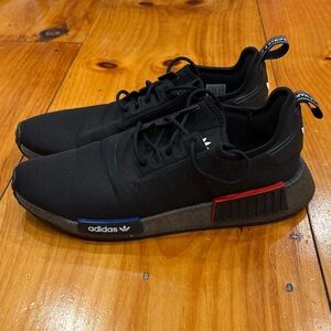 Adidas Men's Black Sneakers with Red and Blue Accents